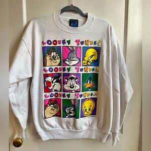 90s Looney Tunes White Crewneck Sweater